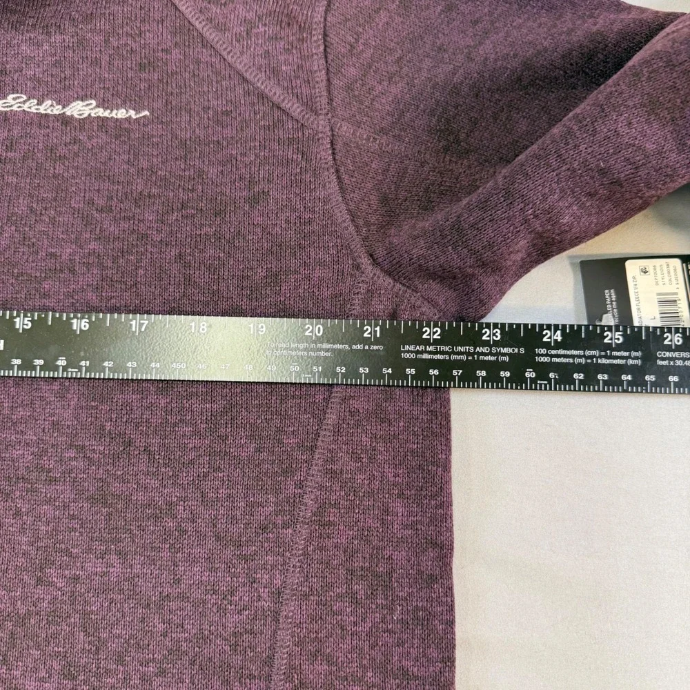 Eddie Bauer Men's Heathered Purple Fleece Quarter Zip Pullover Sweater new w tag
